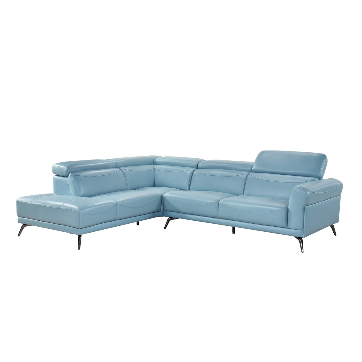 Giselle Blue Leather 2-Piece Sectional with Left Chaise by Homelegance at Eve Furniture
