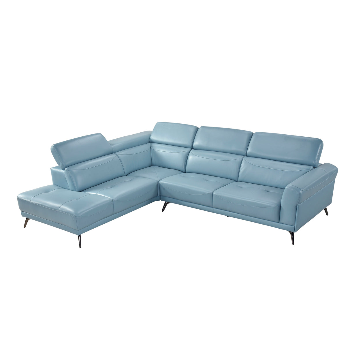 Giselle Blue Leather 2-Piece Sectional with Left Chaise by Homelegance at Eve Furniture