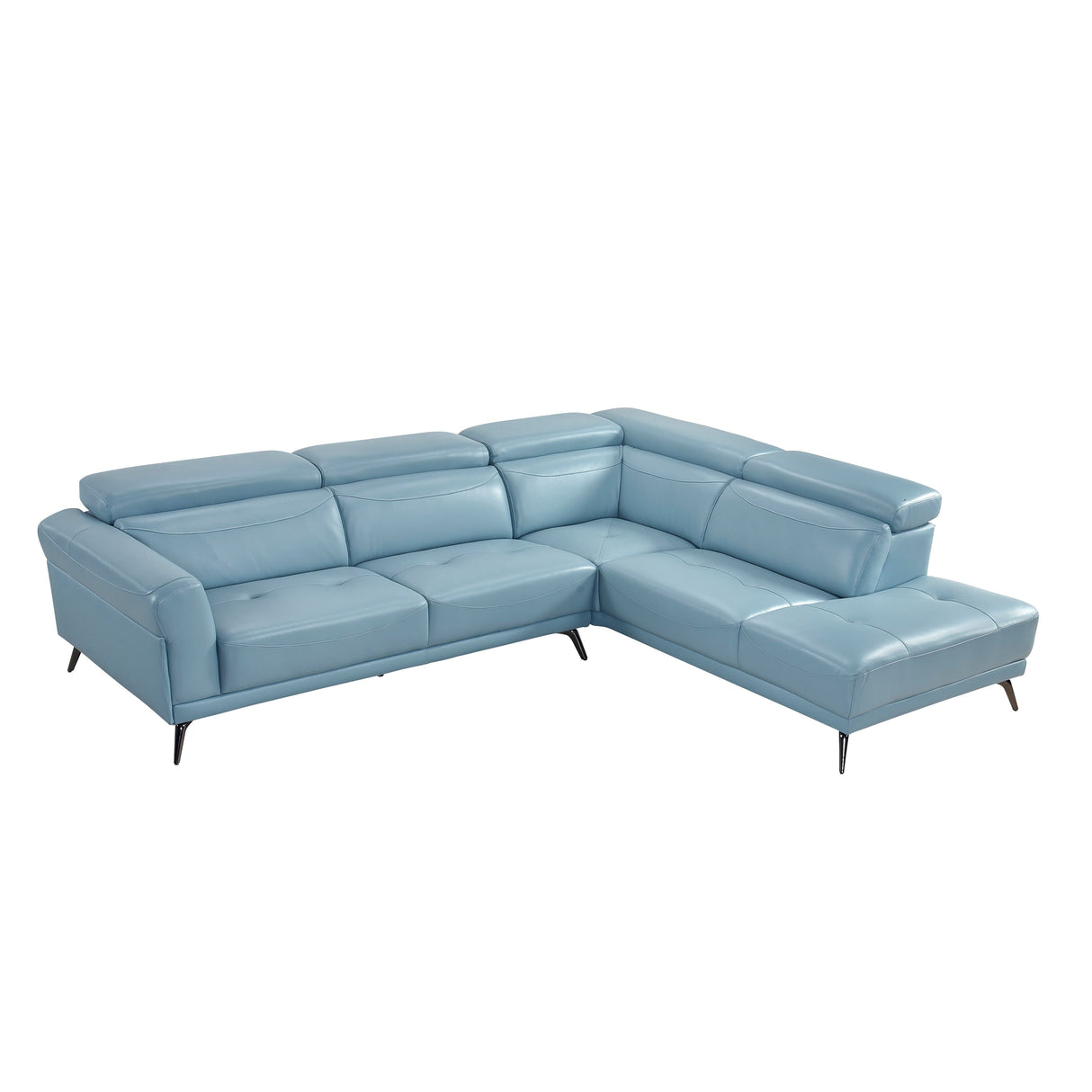 Giselle Blue Leather 2-Piece Sectional with Right Chaise by Homelegance at Eve Furniture