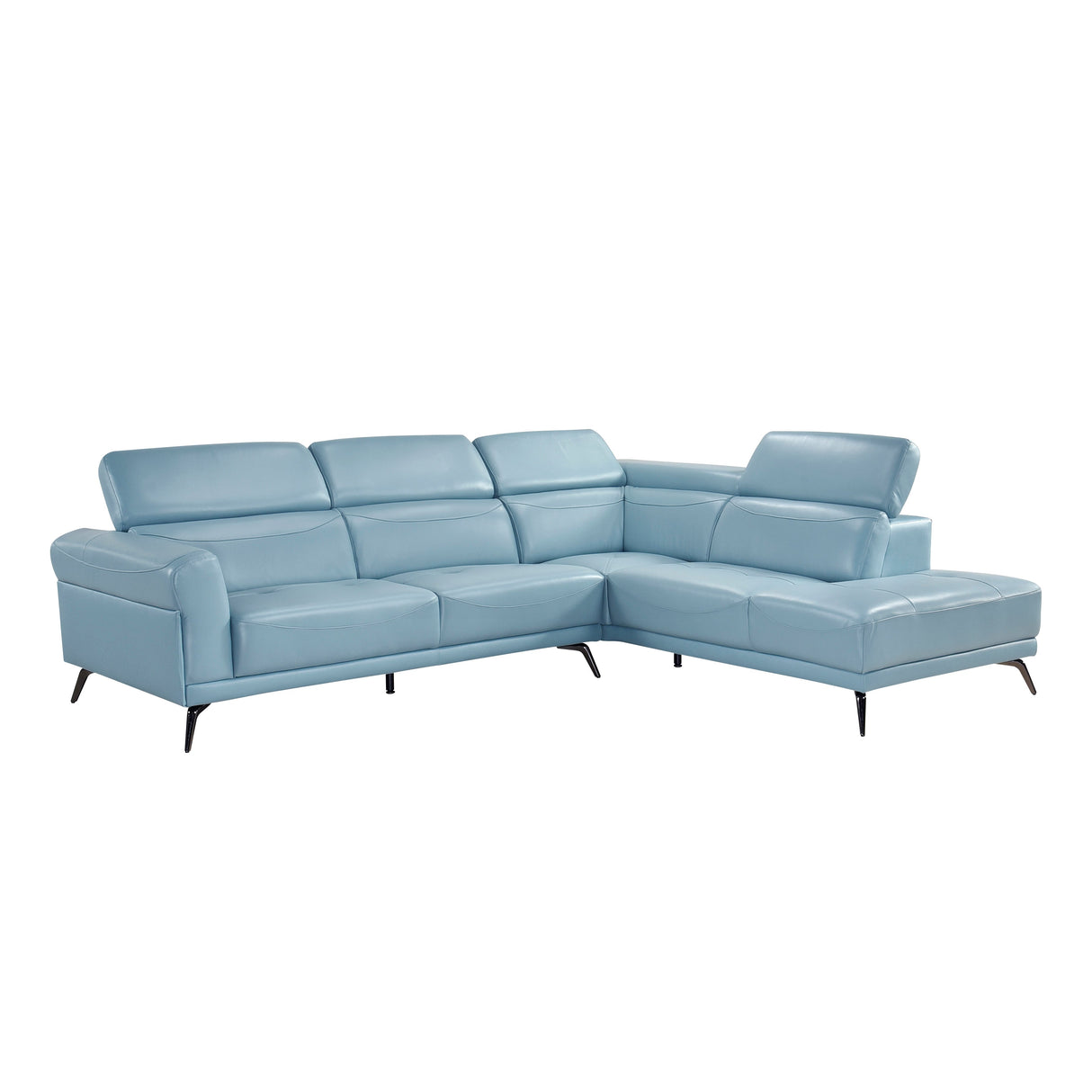 Giselle Blue Leather 2-Piece Sectional with Right Chaise by Homelegance at Eve Furniture