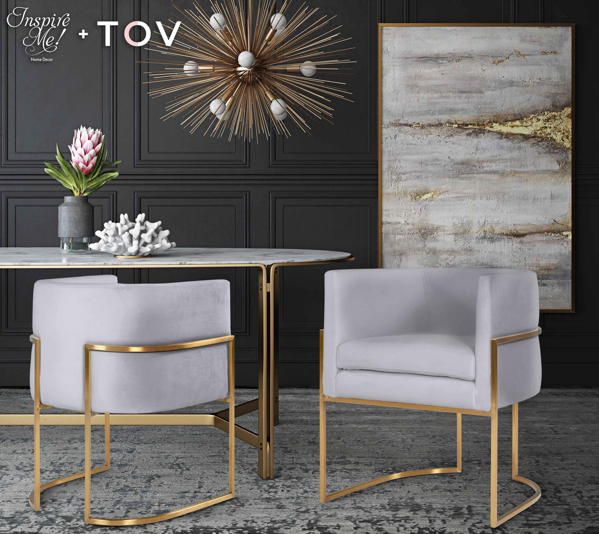Giselle Velvet Dining Chair with Gold Base by Inspire Me! Home Decor by TOV Furniture at Eve Furniture