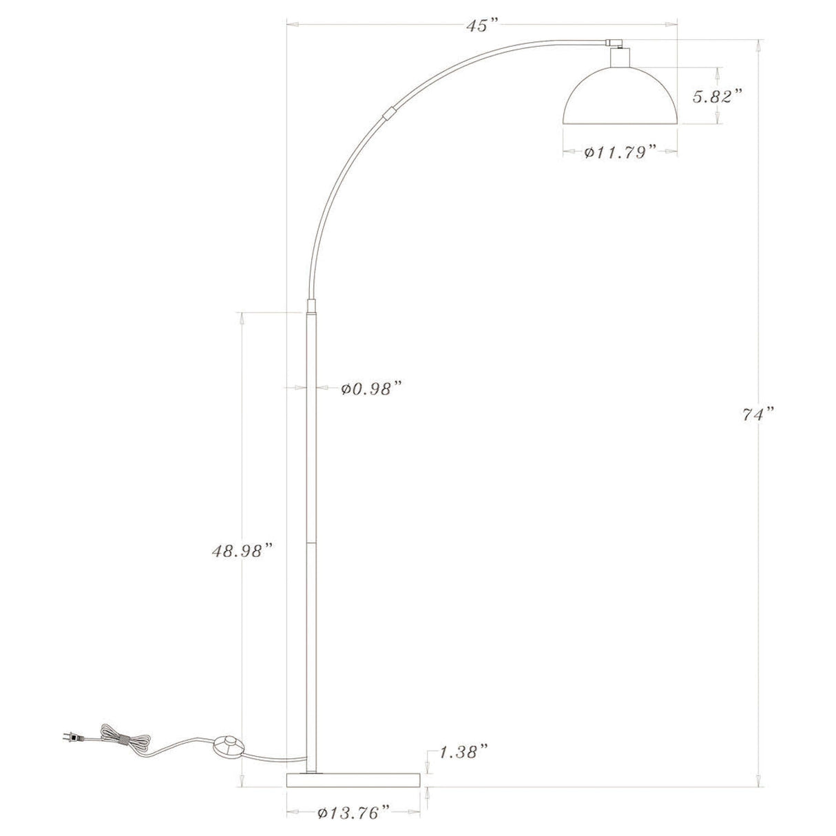 Gloria Black 74-inch Arched Dome Shade Metal Floor Lamp by Coaster at Eve Furniture