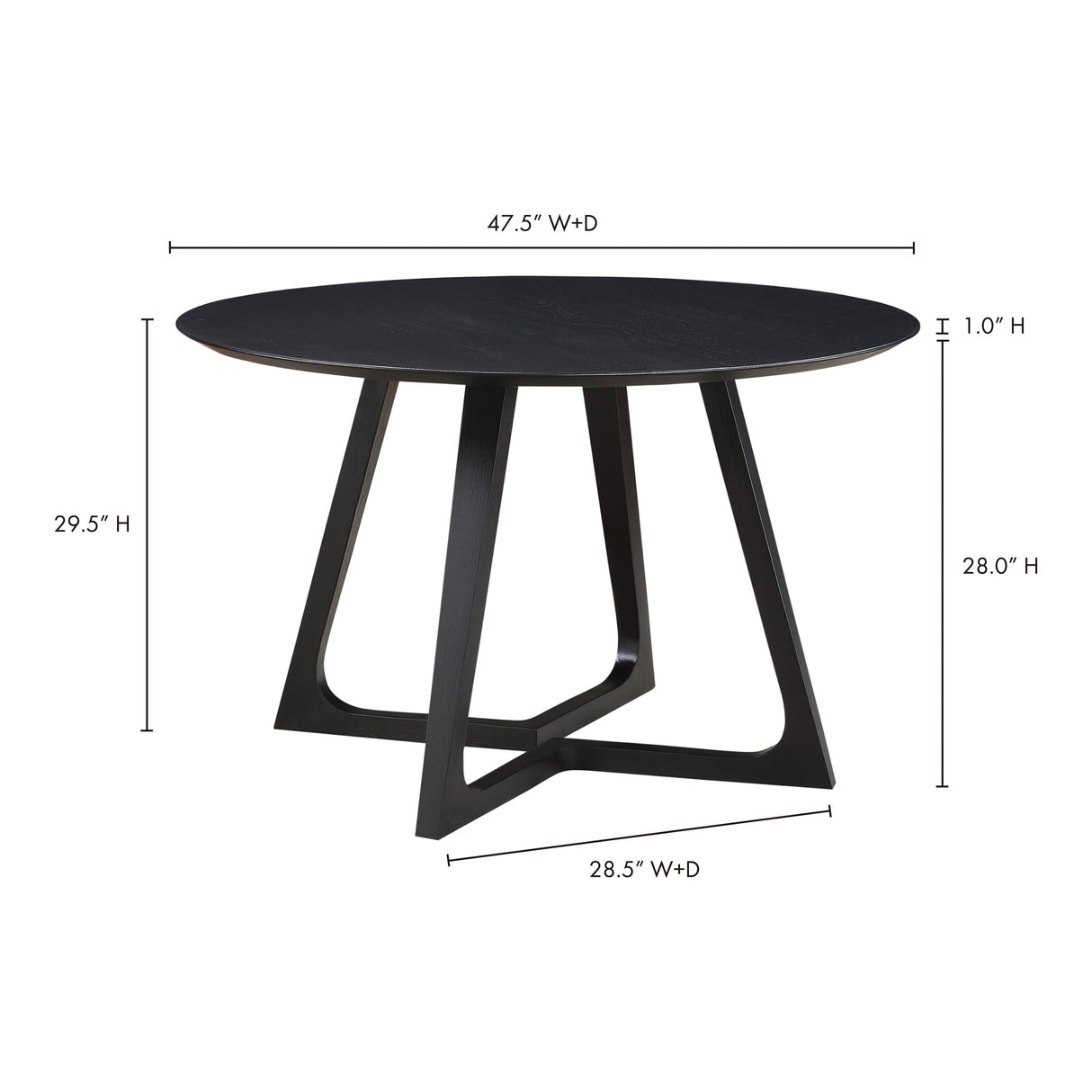 Godenza Black Round Dining Table by Moe's Home at Eve Furniture