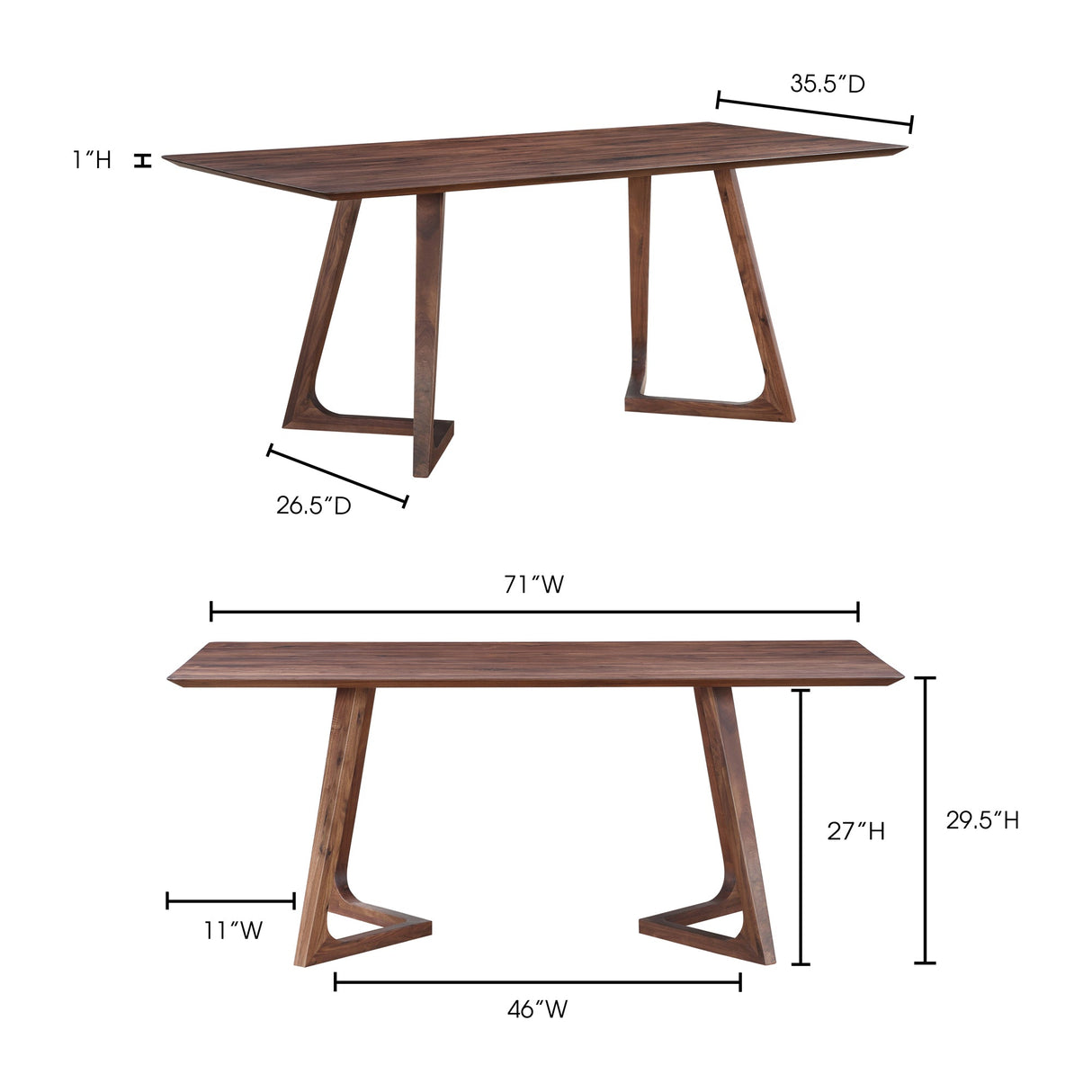 Godenza Brown Rectangular Dining Table by Moe's Home at Eve Furniture