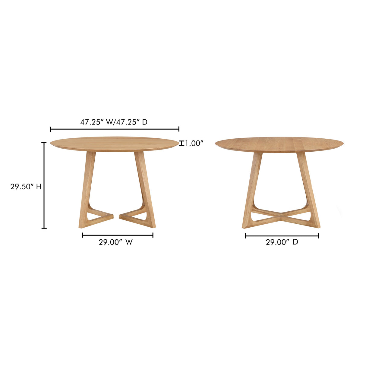 Godenza Oak Round Dining Table by Moe's Home at Eve Furniture