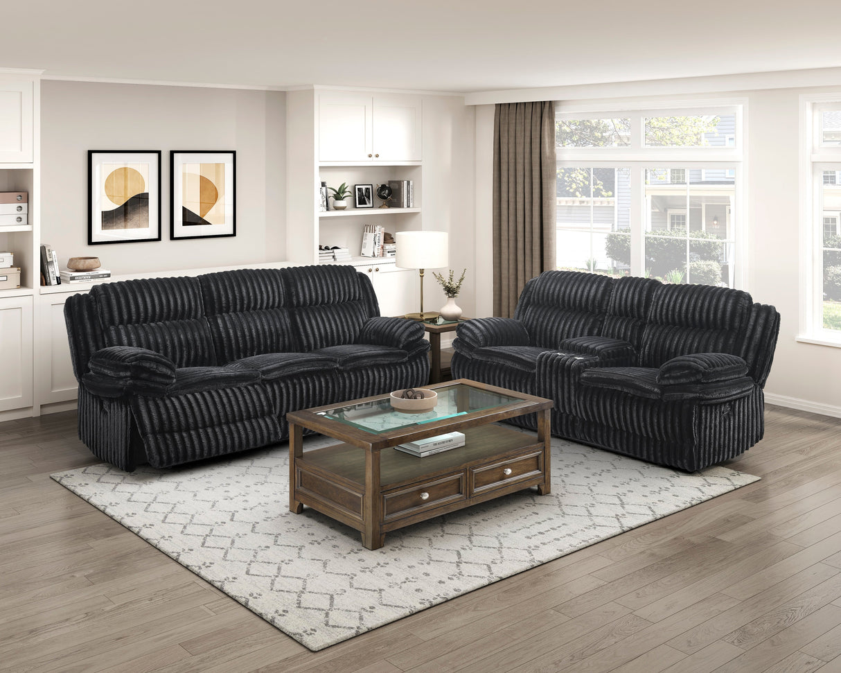 Goodland Black Double Reclining Sofa by Homelegance at Eve Furniture