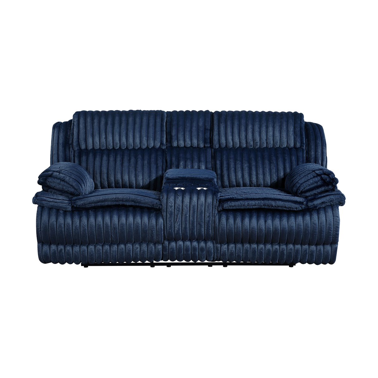 Goodland Blue Double Reclining Loveseat with Center Console by Homelegance at Eve Furniture