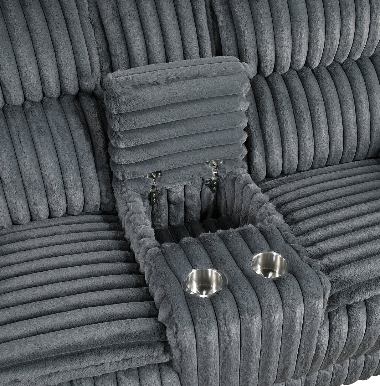 Goodland Dark Gray Double Reclining Loveseat with Center Console by Homelegance at Eve Furniture