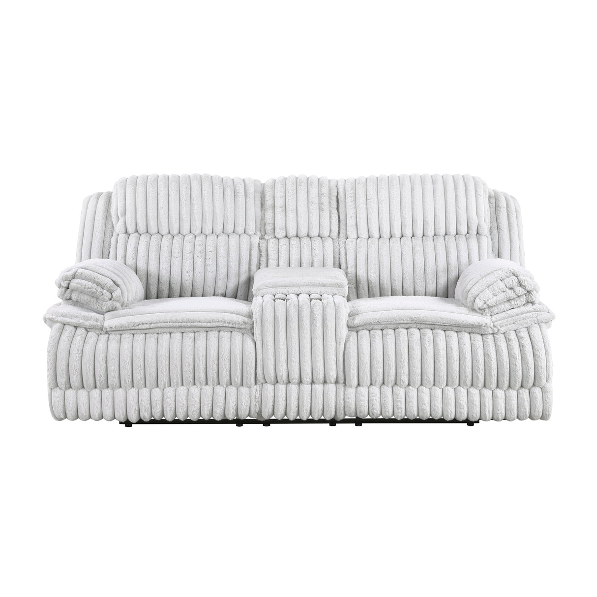 Goodland Gray Double Reclining Loveseat with Center Console by Homelegance at Eve Furniture