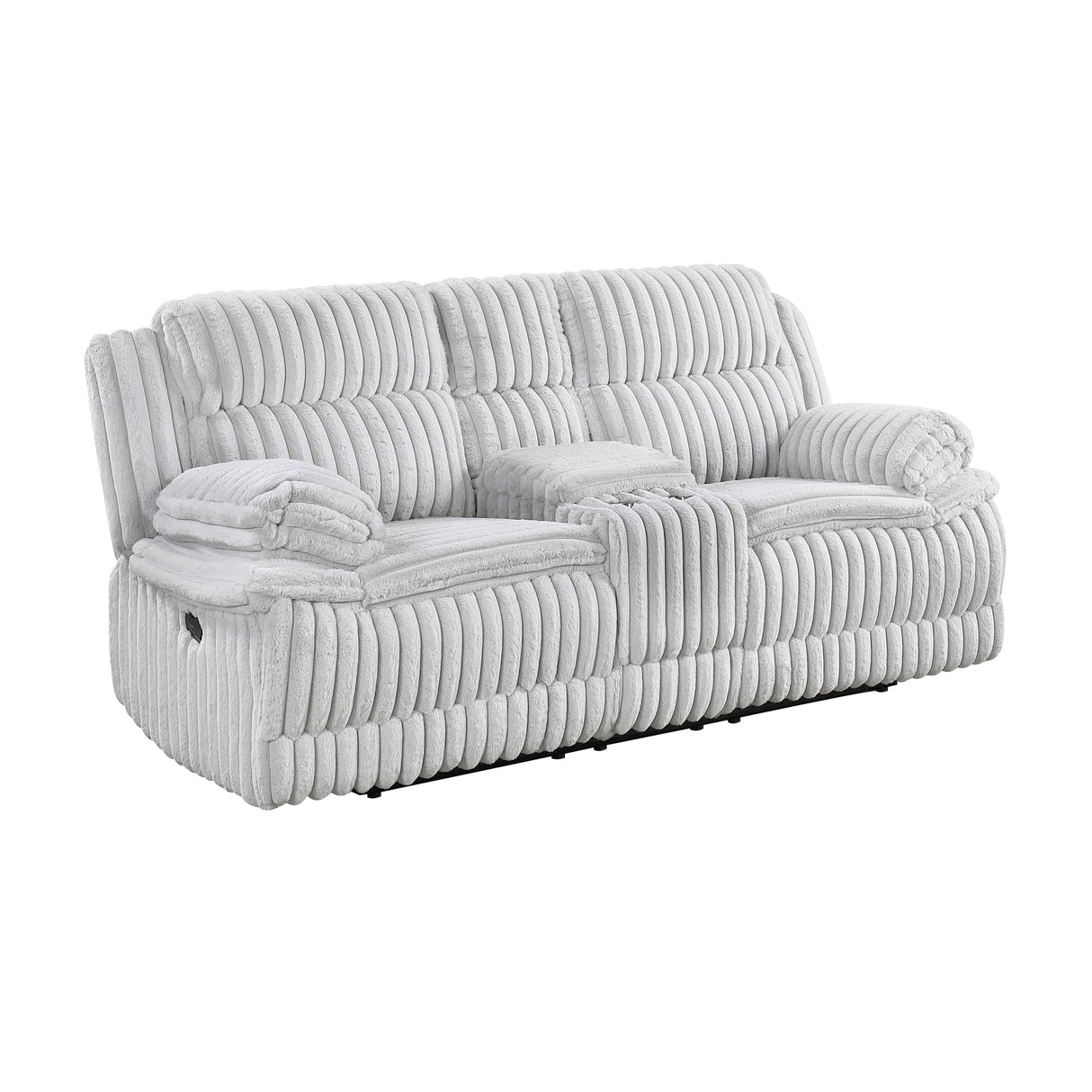 Goodland Gray Double Reclining Loveseat with Center Console by Homelegance at Eve Furniture