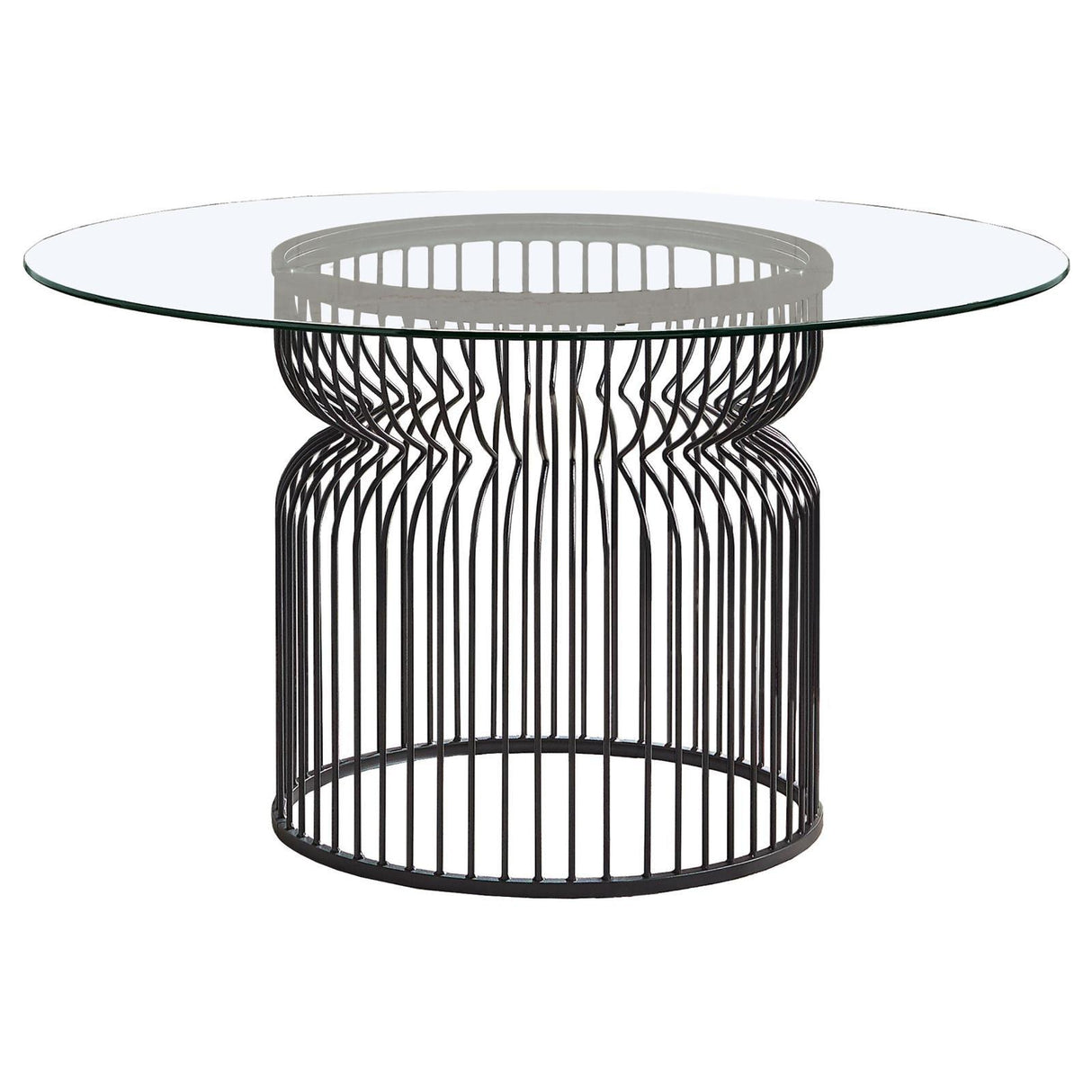 Granvia Clear and Gunmetal Round Glass Top Dining Table by Coaster at Eve Furniture