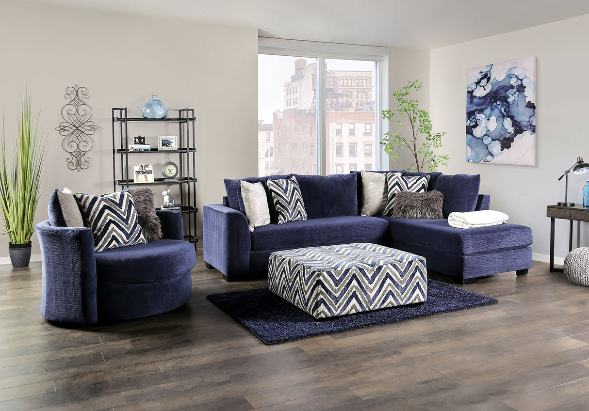 Griswold Sectional In Navy by Furniture of America at Eve Furniture