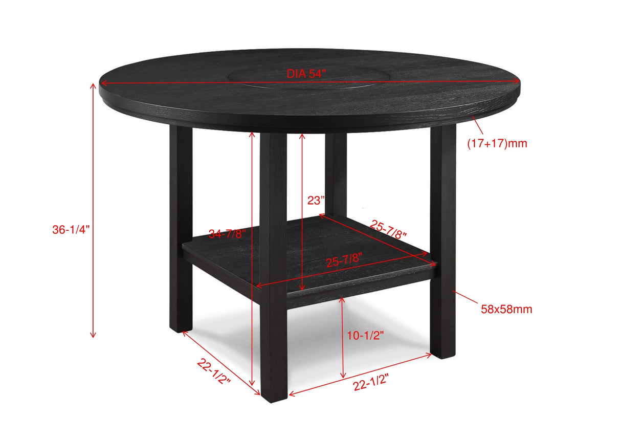 Guthrie Charcoal Round Counter Height Set with Lazysusan by Crown Mark at Eve Furniture