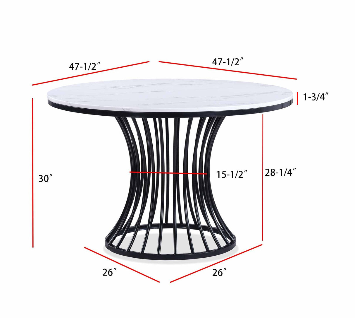 Hadley Black Faux Marble Top Round Dining Table by Crown Mark at Eve Furniture