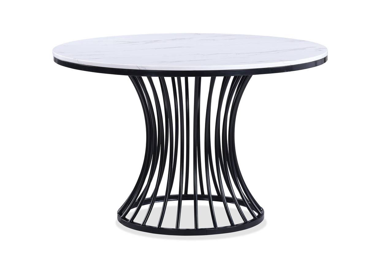 Hadley Black and Light Gray Faux Marble Top Round Dining Set by Crown Mark at Eve Furniture