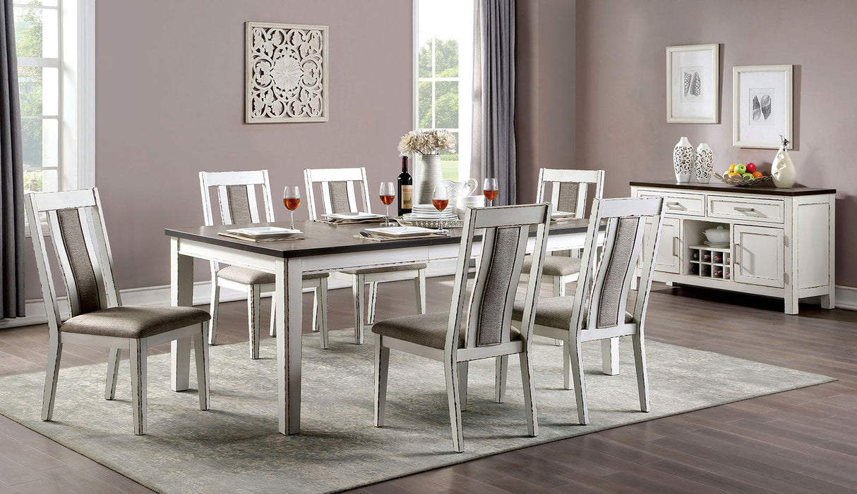 Halsey Weathered White/Dark Walnut Dining Table by Furniture of America at Eve Furniture