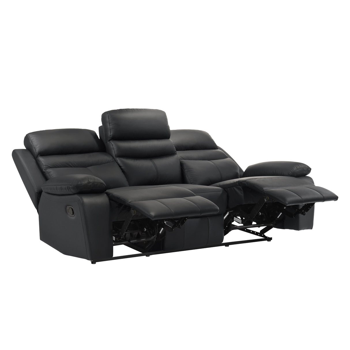 Hancock Black Leather Double Reclining Sofa by Homelegance at Eve Furniture