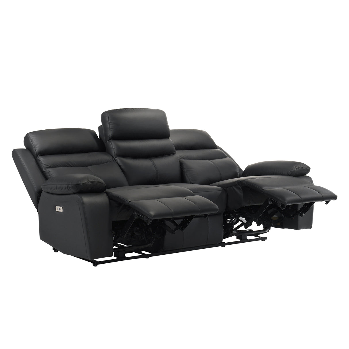 Hancock Black Leather Power Double Reclining Sofa by Homelegance at Eve Furniture
