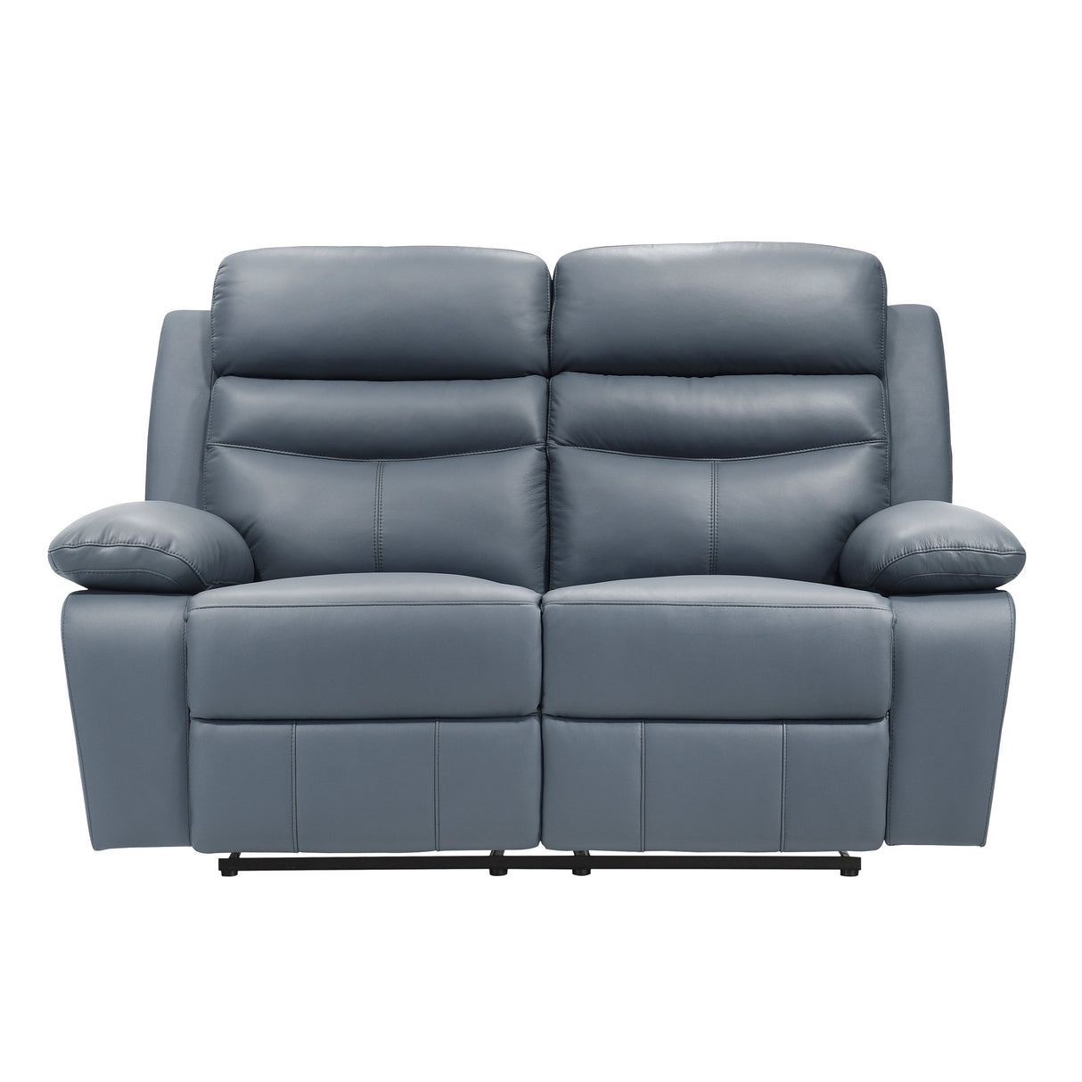 Hancock Blue Leather Double Reclining Loveseat by Homelegance at Eve Furniture