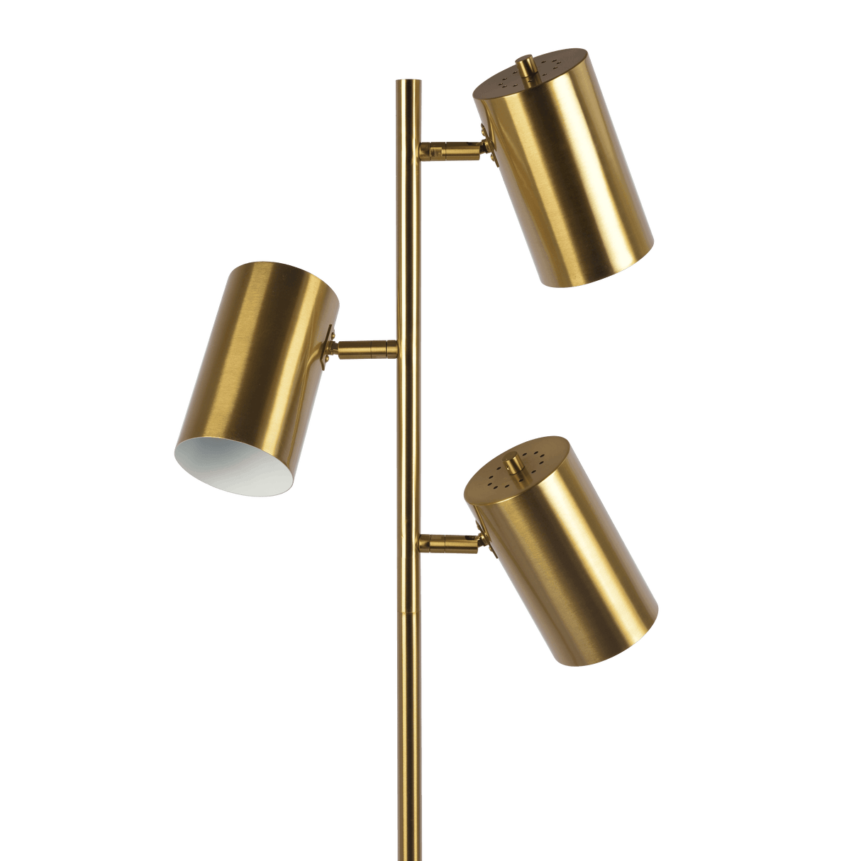 Harmony Brassed Gold Floor Lamp with Rotary Switch Triple Spots Metal Block Base by Ashcroft Imports at Eve Furniture