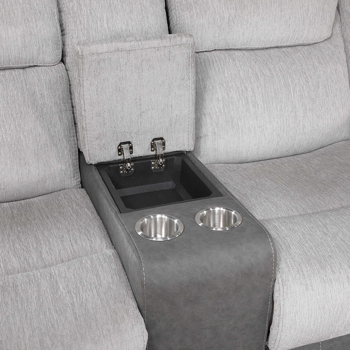Harriette Gray Double Reclining Loveseat with Center Console by Homelegance at Eve Furniture