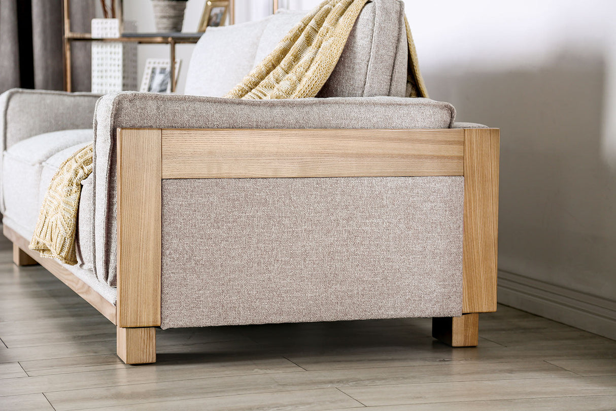 Harstad Light Brown/Natural Sofa by Furniture of America at Eve Furniture