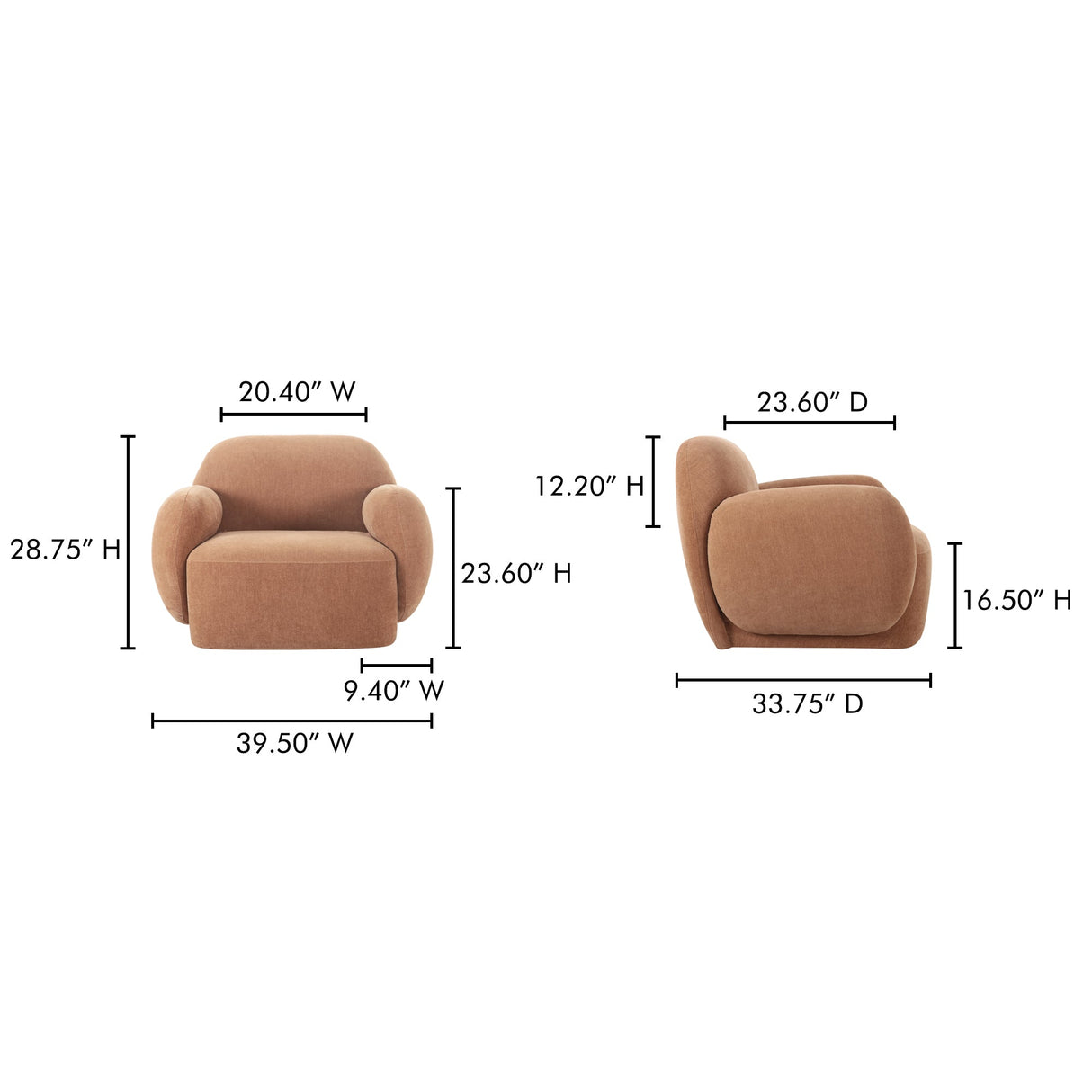 Hazel Copper Lounge Chair by Moe's Home at Eve Furniture