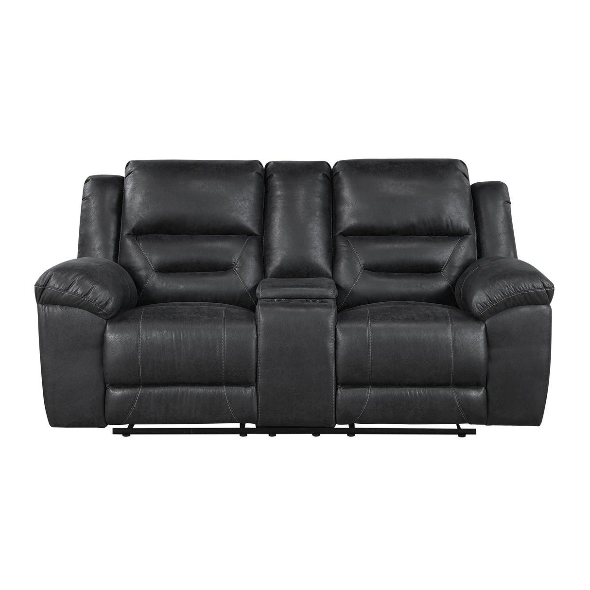 Hazen Black Double Reclining Loveseat with Center Console by Homelegance at Eve Furniture