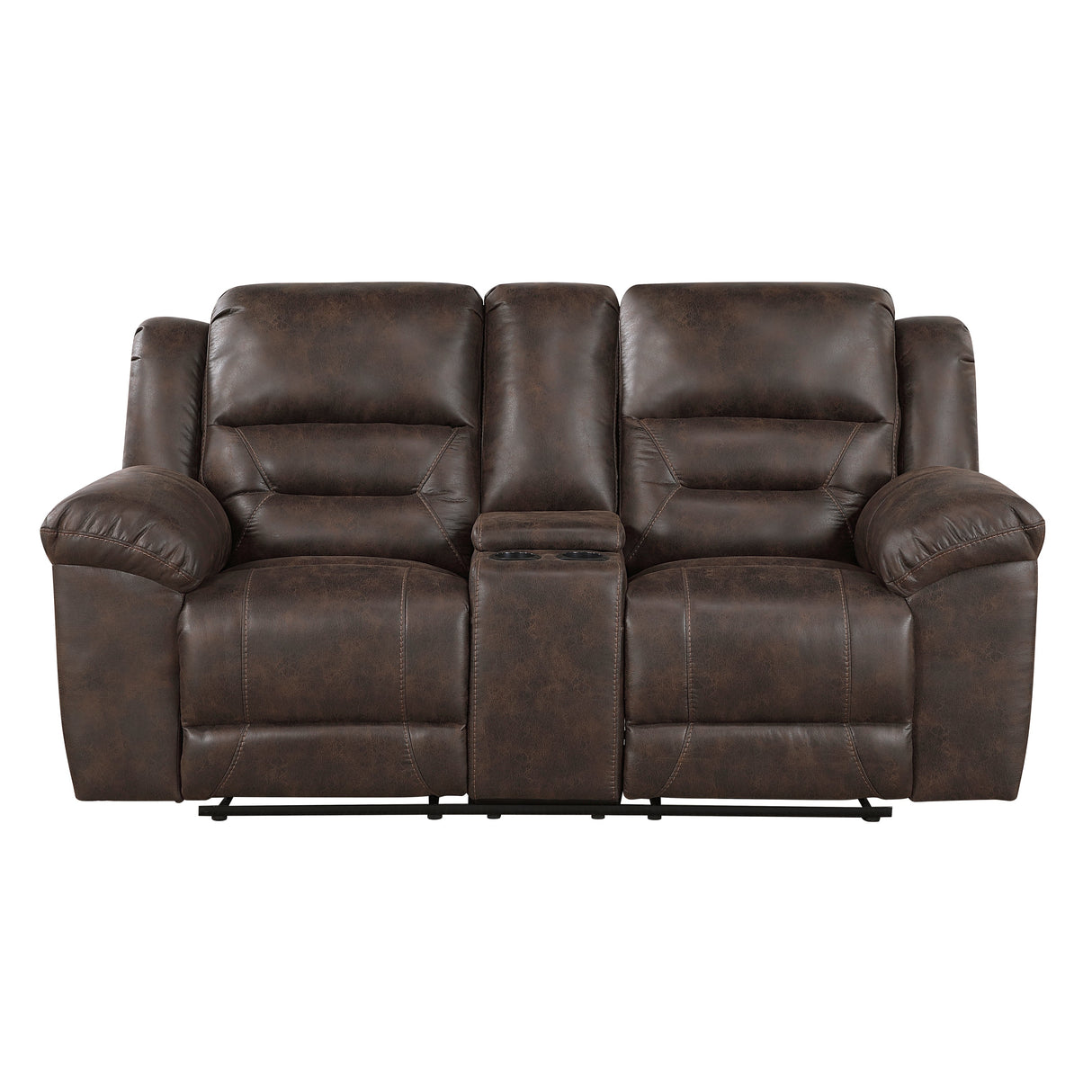 Hazen Dark Brown Double Reclining Loveseat with Center Console by Homelegance at Eve Furniture