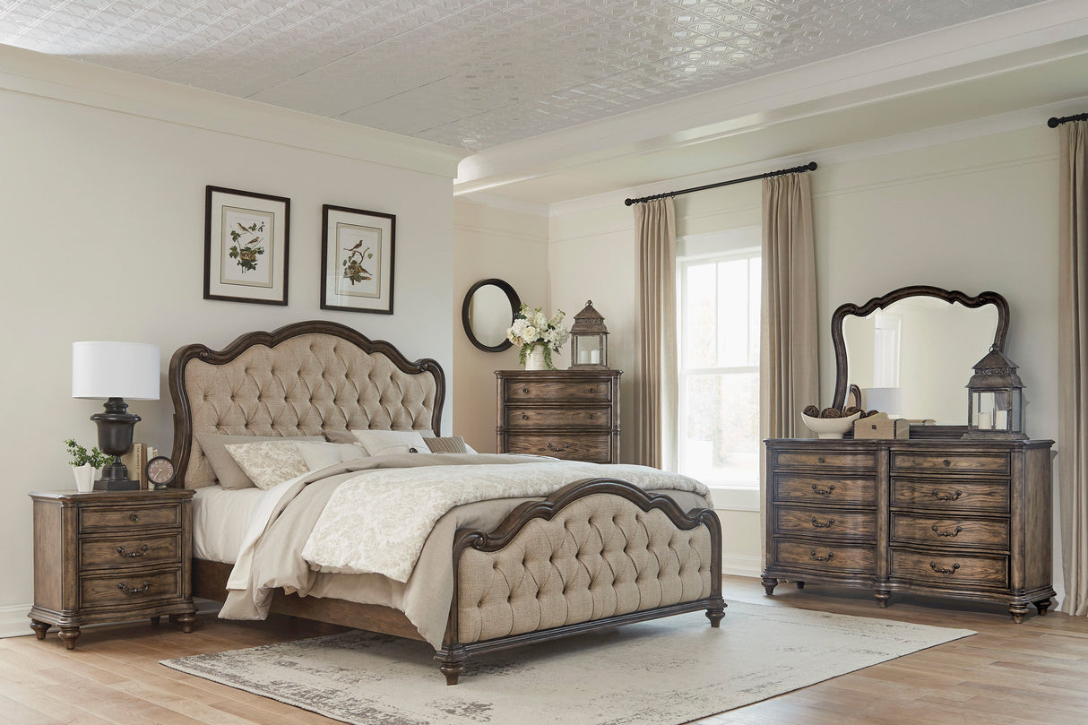 Heath Court Brown Oak Queen Panel Bed by Homelegance at Eve Furniture
