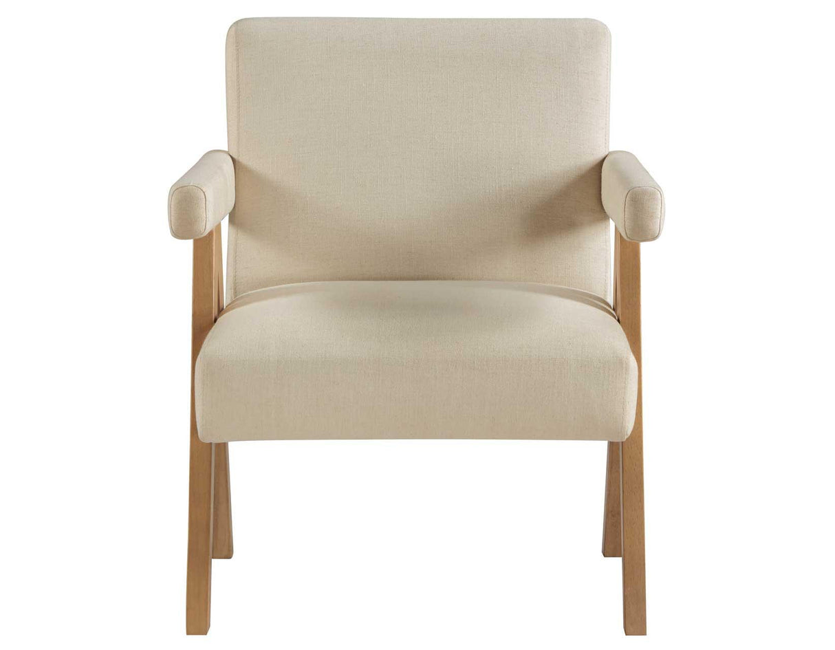 Helen Cream Fabric with Light Chestnut Wood Finish Accent Chair by Steve Silver at Eve Furniture