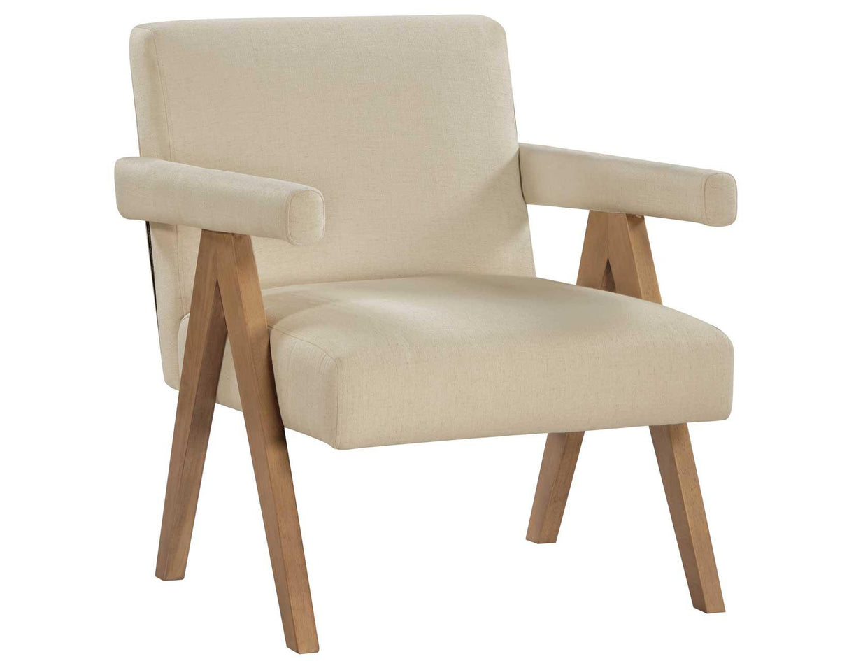 Helen Cream Fabric with Light Chestnut Wood Finish Accent Chair by Steve Silver at Eve Furniture