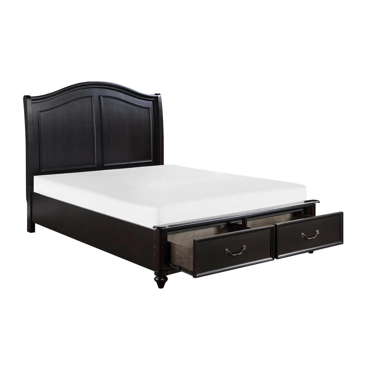 Herman Charcoal Brown Queen Platform Bed with Footboard Storage by Homelegance at Eve Furniture
