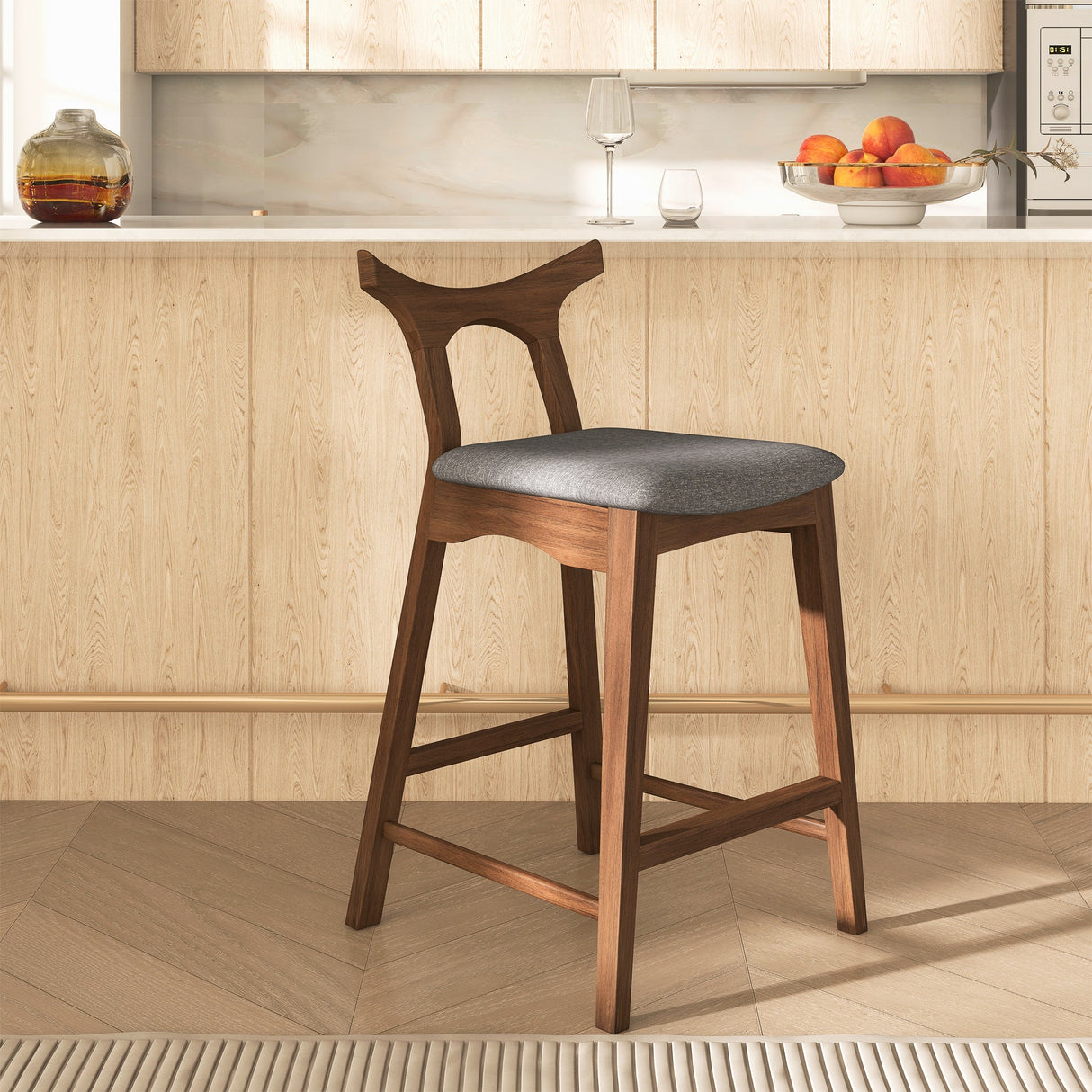 Hester Solid Wood Upholstered Square Bar Chair (Set Of 2) by Ashcroft Furniture at Eve Furniture
