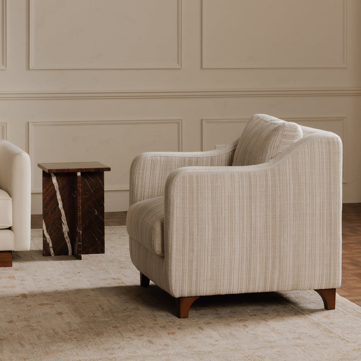 Hewitt Beige Stripe Accent Chair by Moe's Home at Eve Furniture