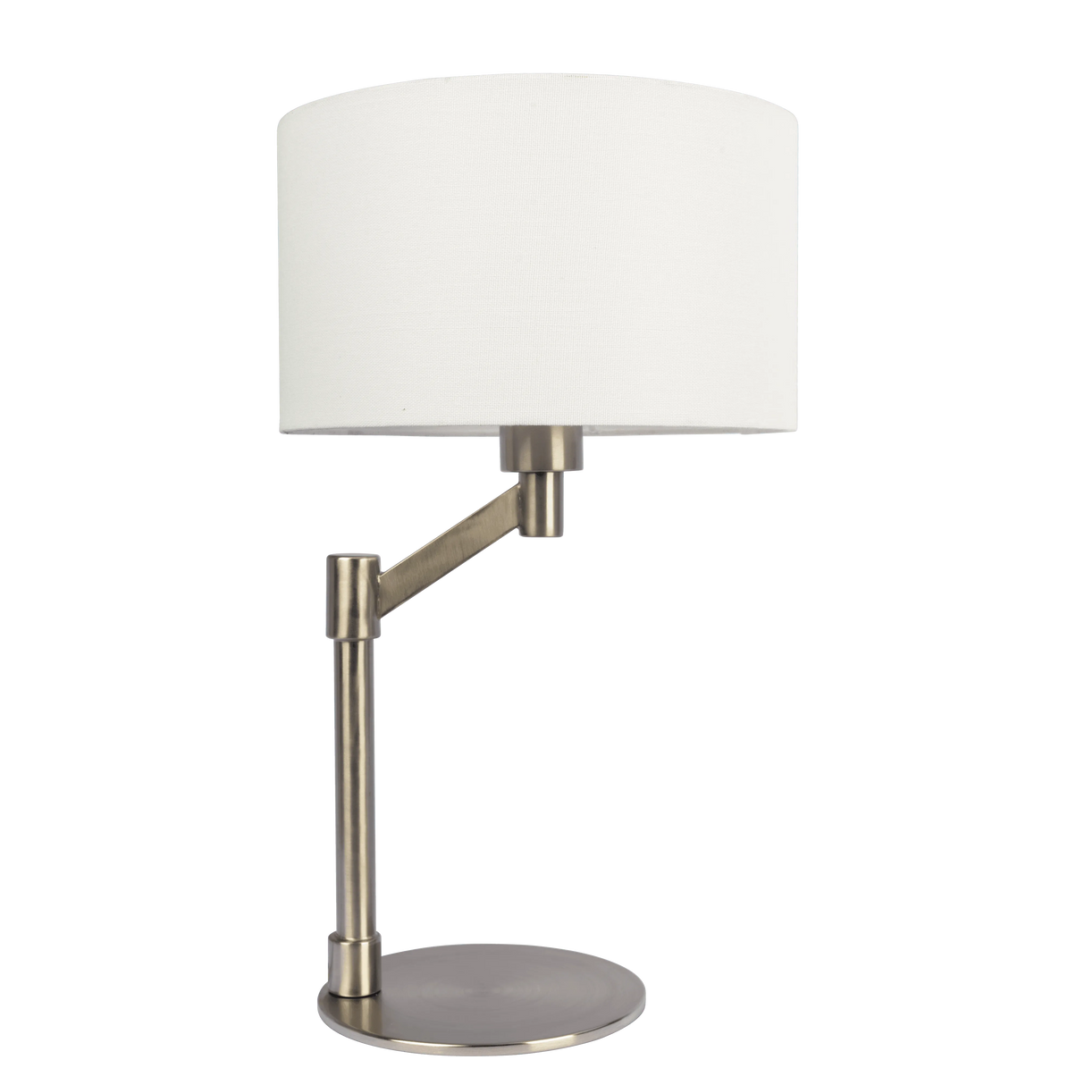 Horizon Brushed Nickel Table Lamp with On/Off Switch Curved Metal Base Linen Shade by Ashcroft Furniture at Eve Furniture