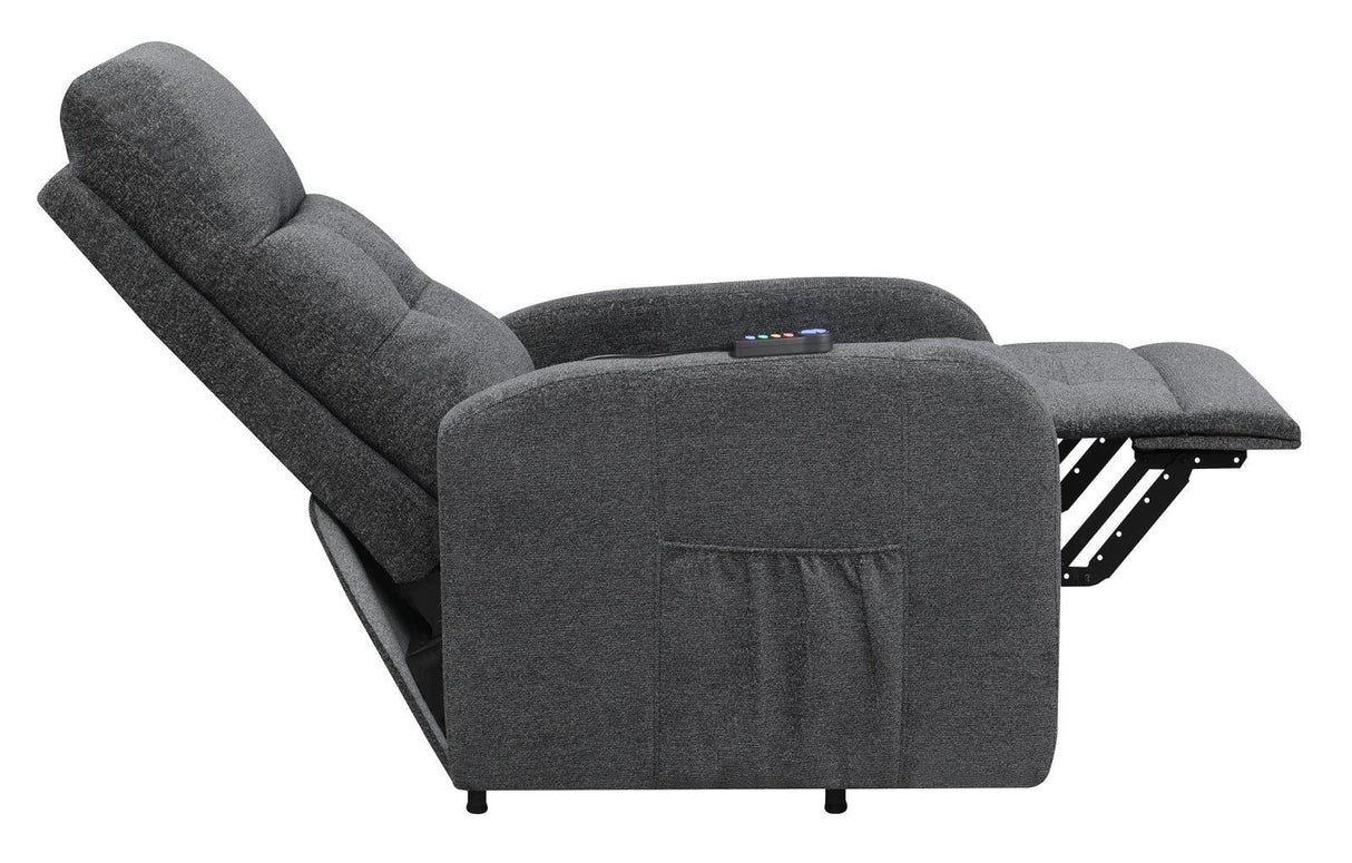 Howie Charcoal Tufted Upholstered Power Lift Recliner by Coaster at Eve Furniture