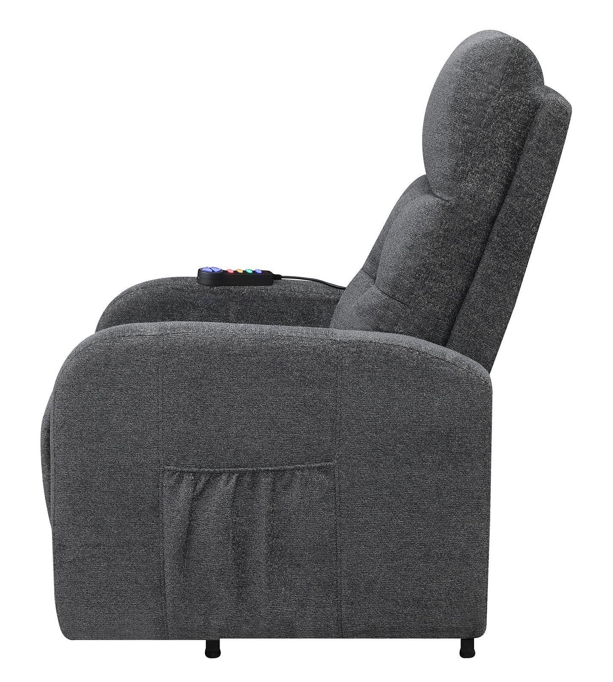 Howie Charcoal Tufted Upholstered Power Lift Recliner by Coaster at Eve Furniture