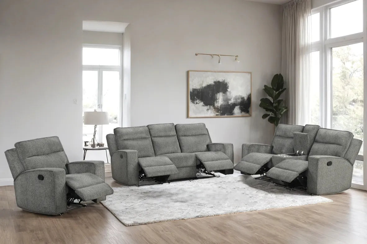 Hudson Charcoal 3-Piece Reclining Set by Happy Homes at Eve Furniture