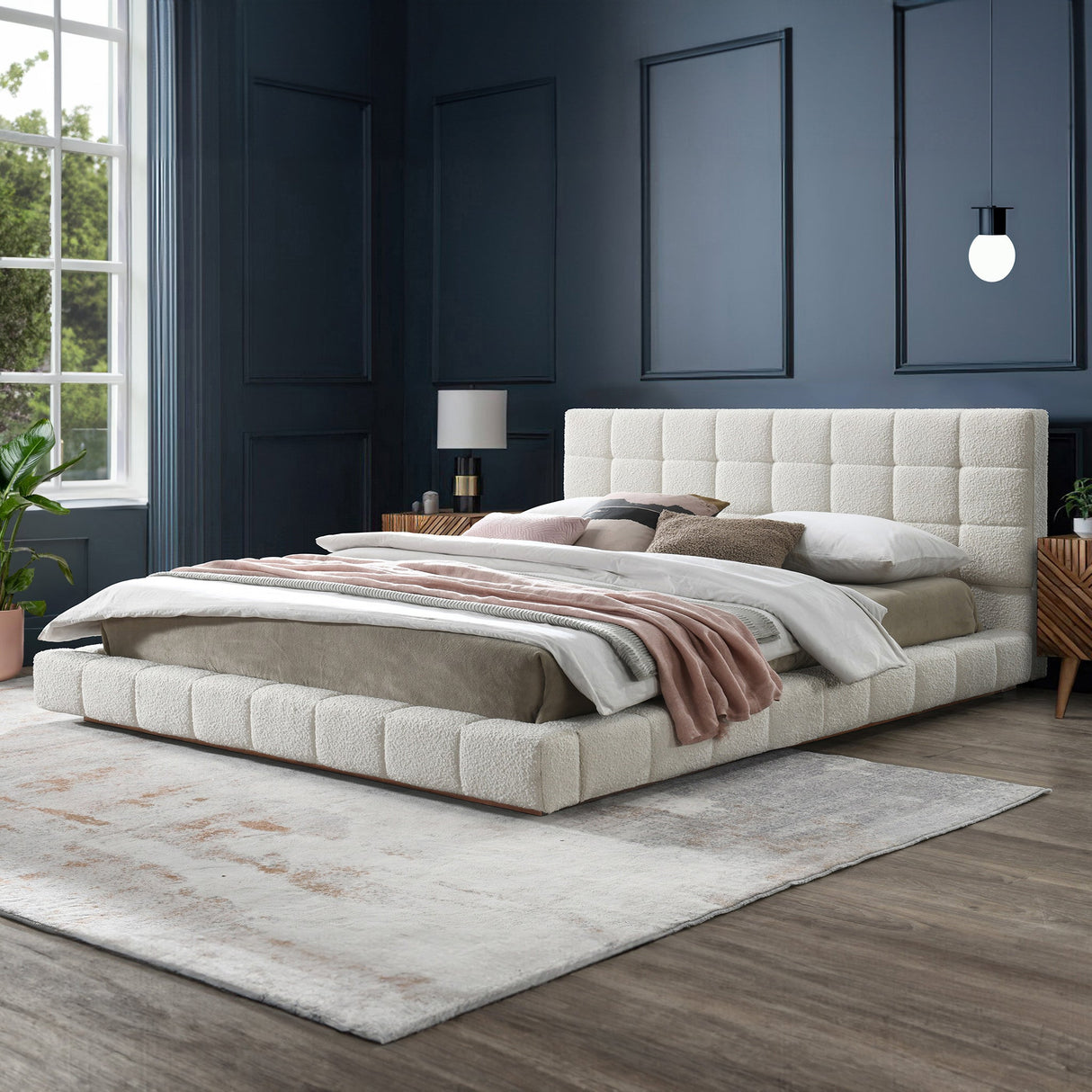 Hudson Ivory Boucle King Bed by Ashcroft Imports at Eve Furniture