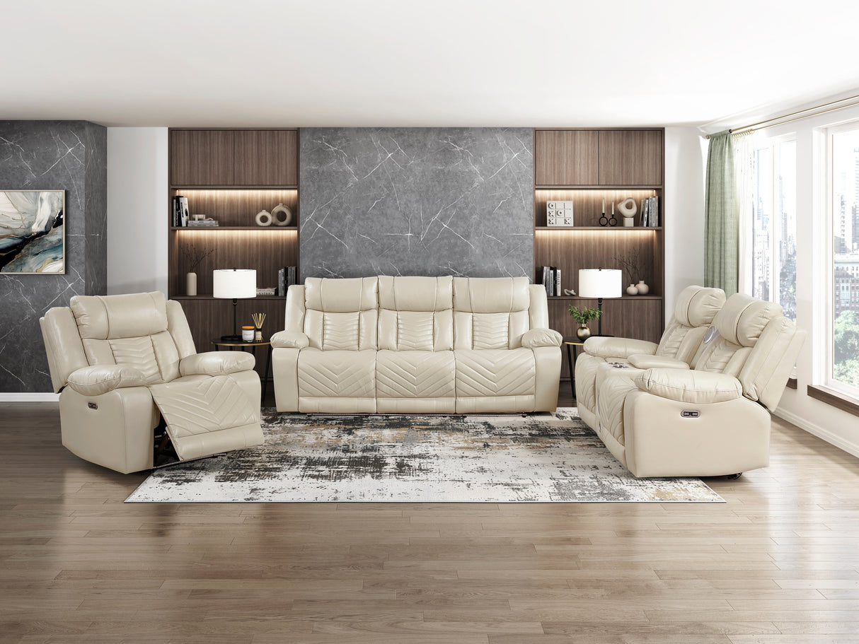 Huron Beige Power Double Reclining Sofa by Homelegance at Eve Furniture