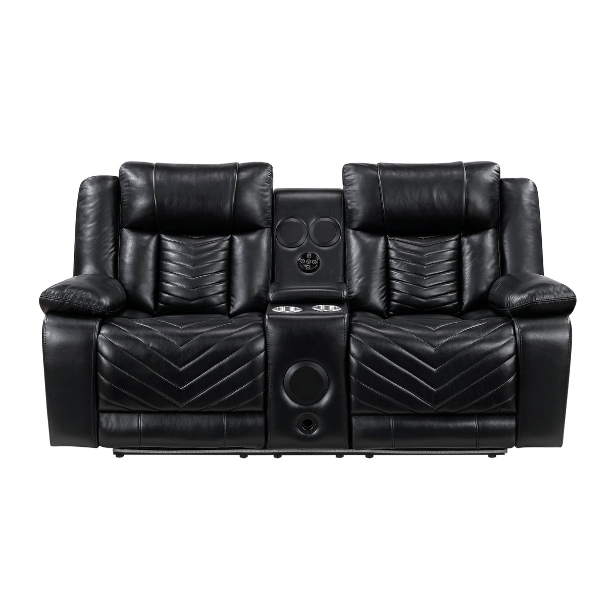 Huron Black Power Double Reclining Loveseat with Center Console by Homelegance at Eve Furniture