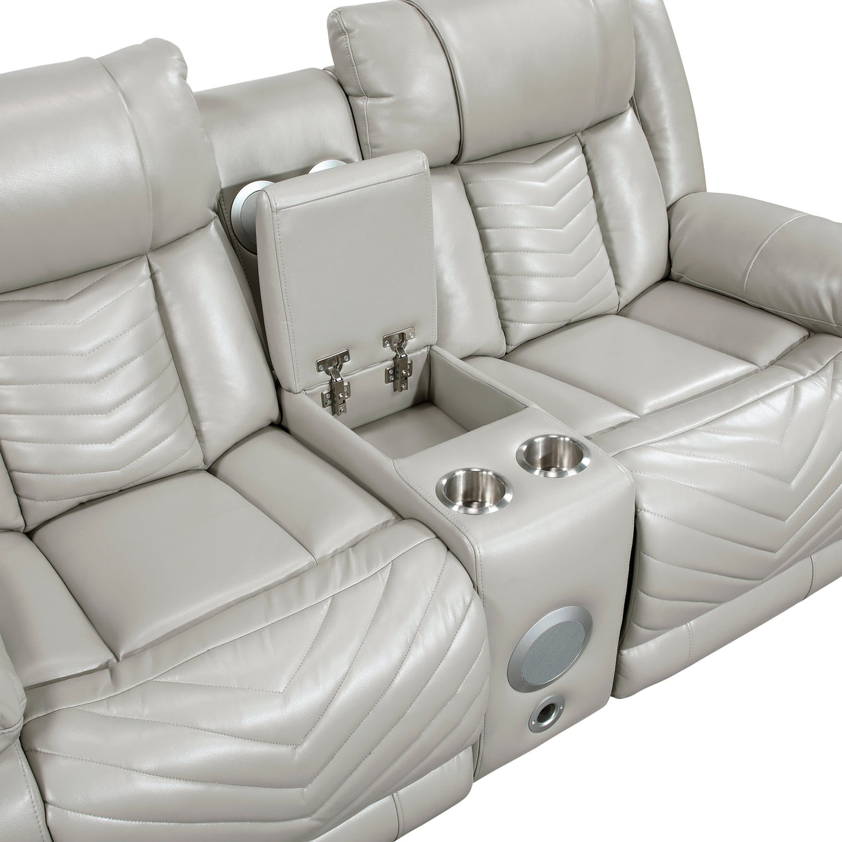 Huron Gray Power Double Reclining Loveseat with Center Console by Homelegance at Eve Furniture