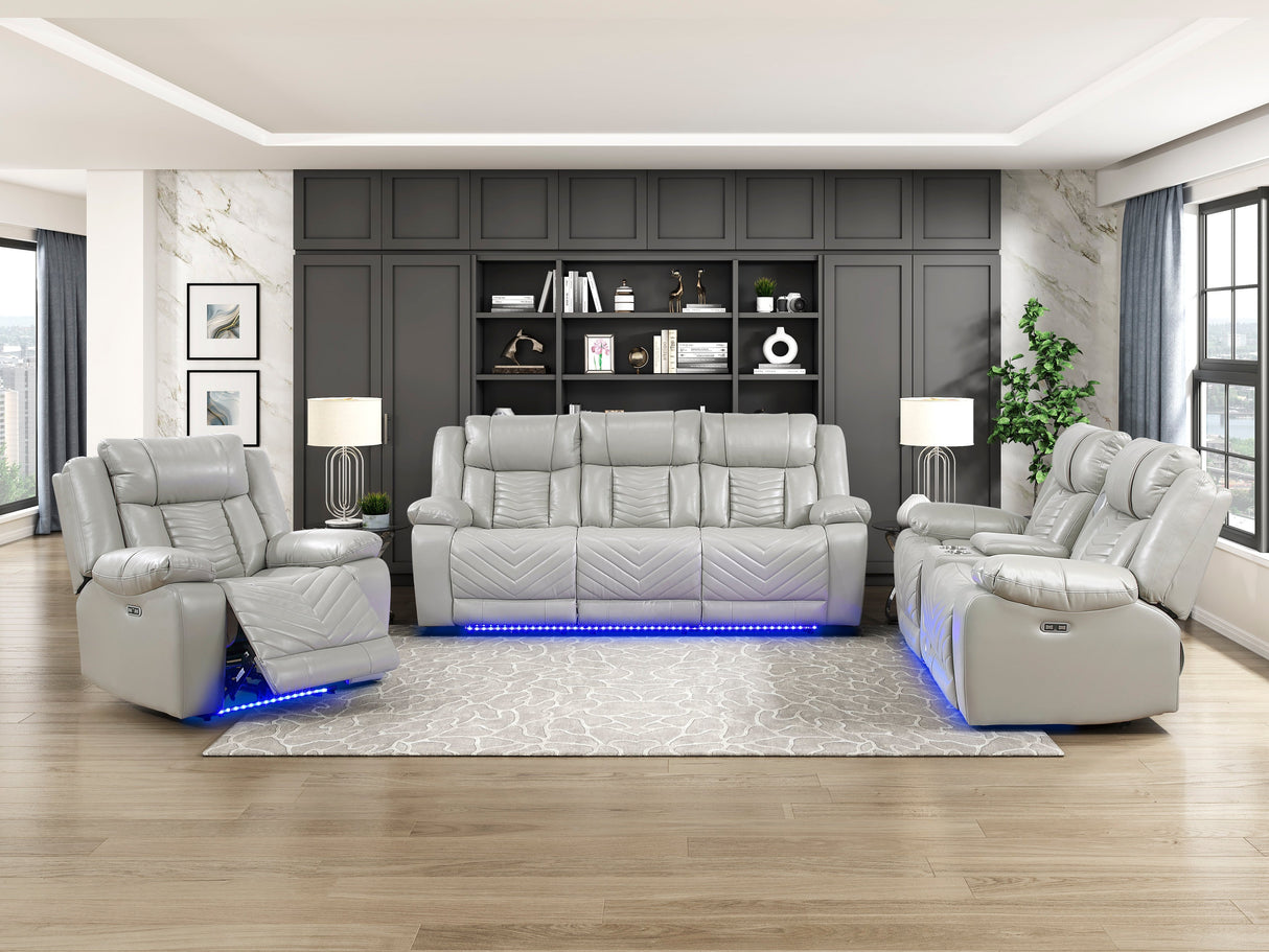 Huron Gray Power Reclining Chair by Homelegance at Eve Furniture