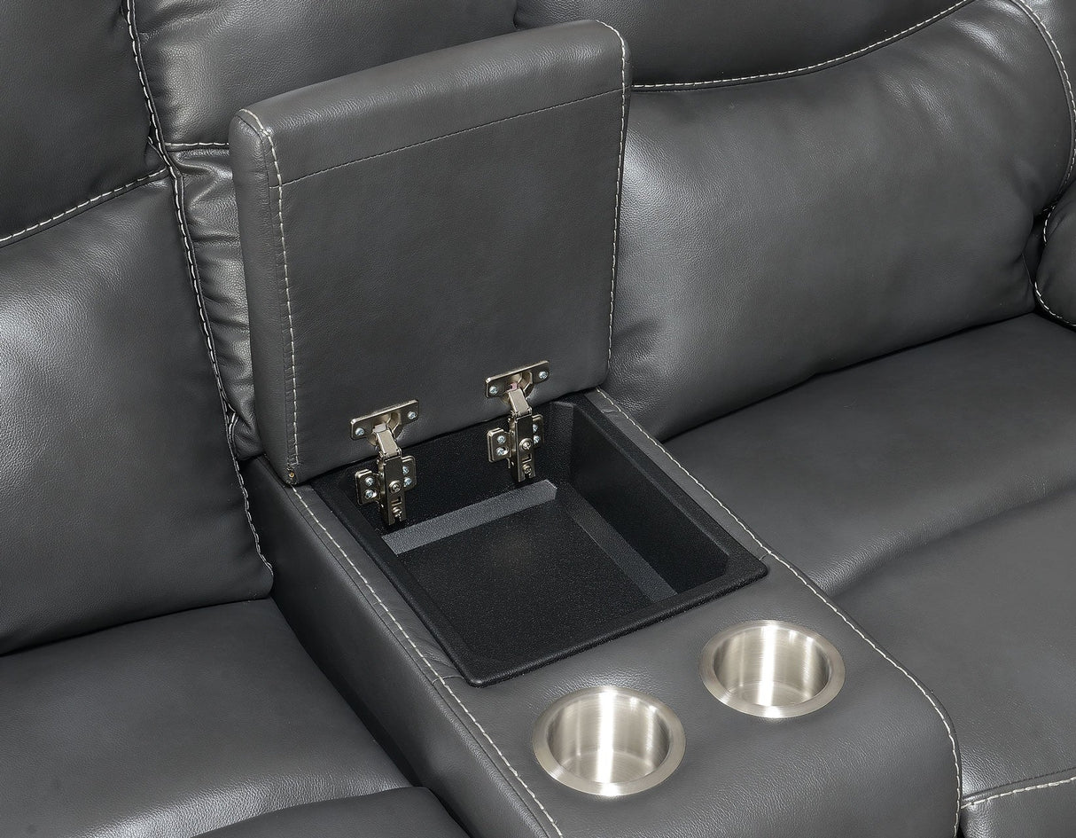 Isabella Manual Reclining Console Loveseat, Grey by Steve Silver at Eve Furniture