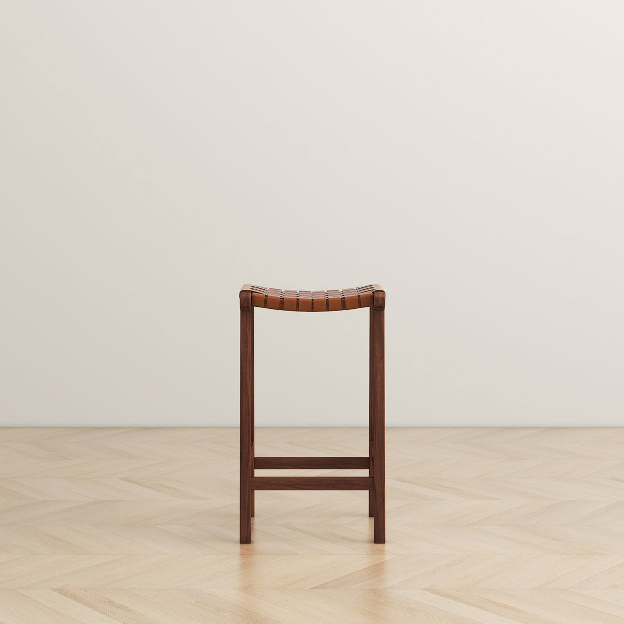James Mid-Century Modern Genuine Tan Leather 24.5" Counter Stool by Ashcroft Furniture at Eve Furniture