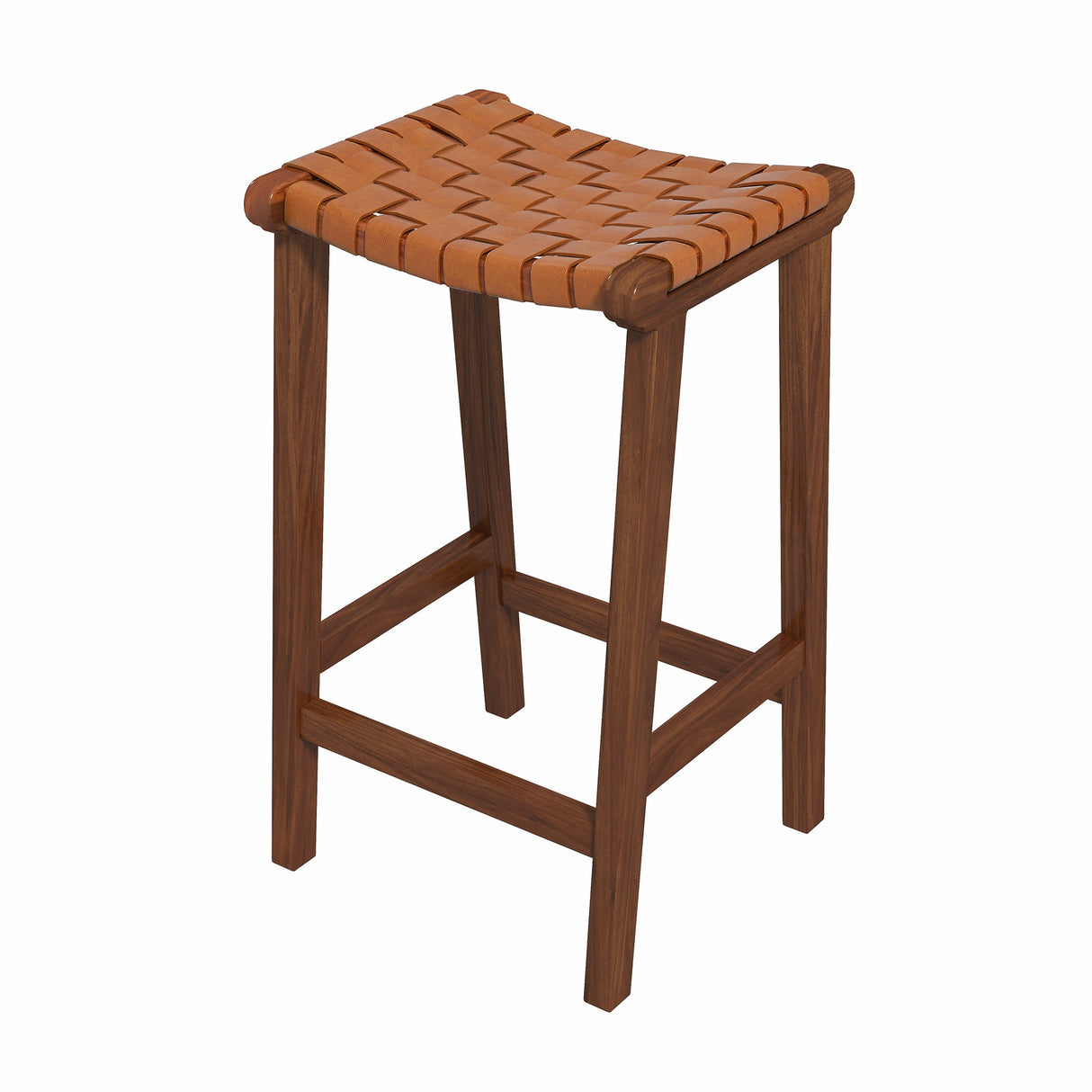 James Mid-Century Modern Genuine Tan Leather 24.5" Counter Stool by Ashcroft Furniture at Eve Furniture