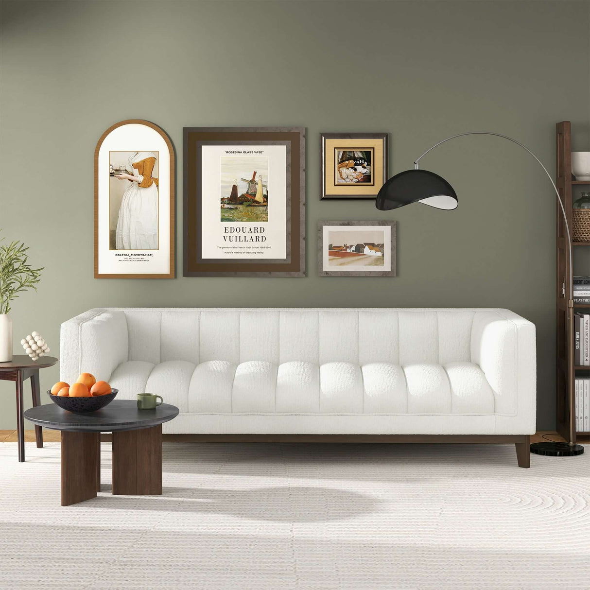 Melissa Mid-Century White Boucle Modern Sofa by Ashcroft Imports at Eve Furniture