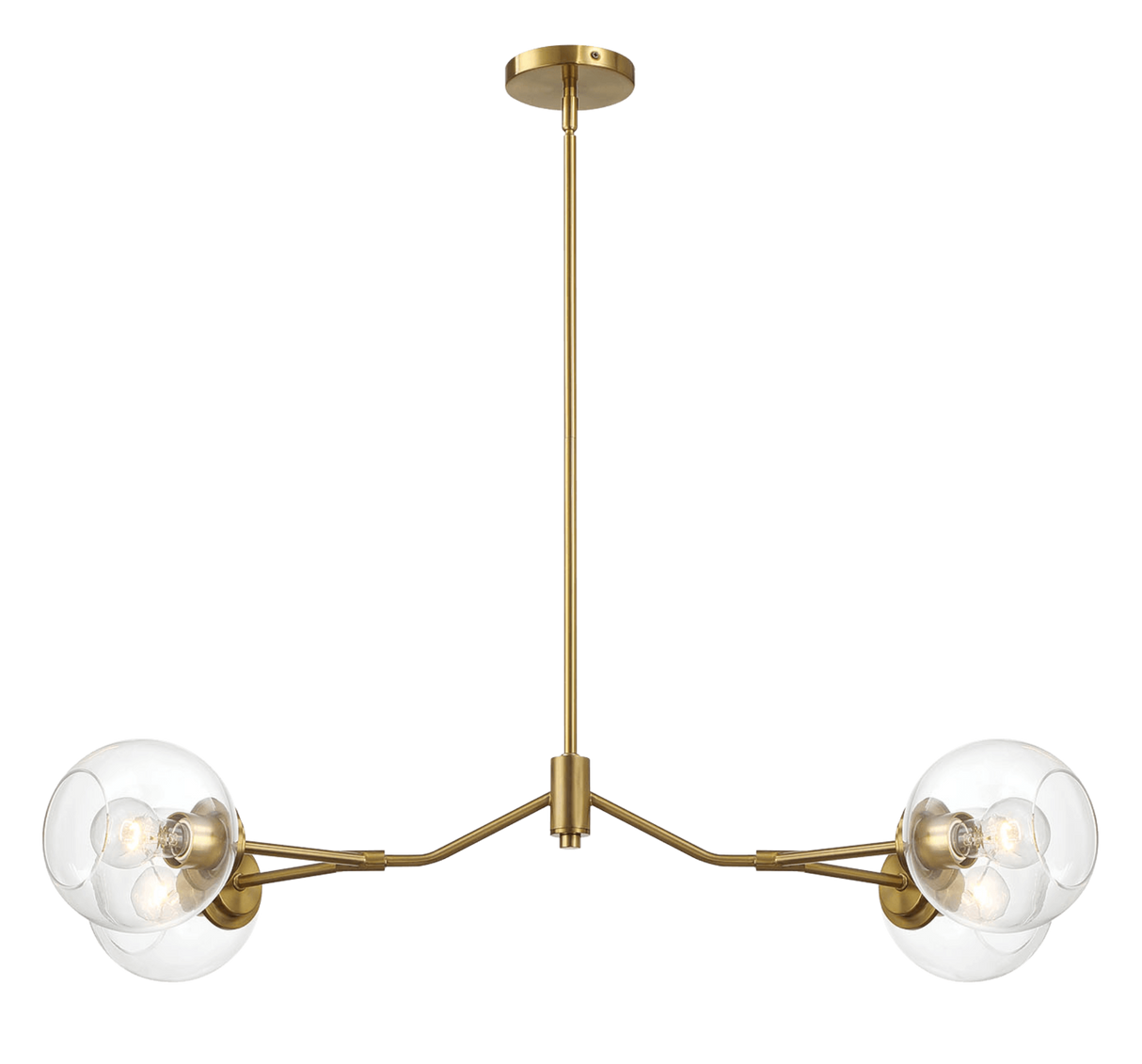 Jewel Four Lights Modern Farmhouse Chandelier Ceiling Hanging Light Fixture For Kitchen Island Dining Room 36"L × 20"W × 7.25"H with Clear Glass by Ashcroft Imports at Eve Furniture