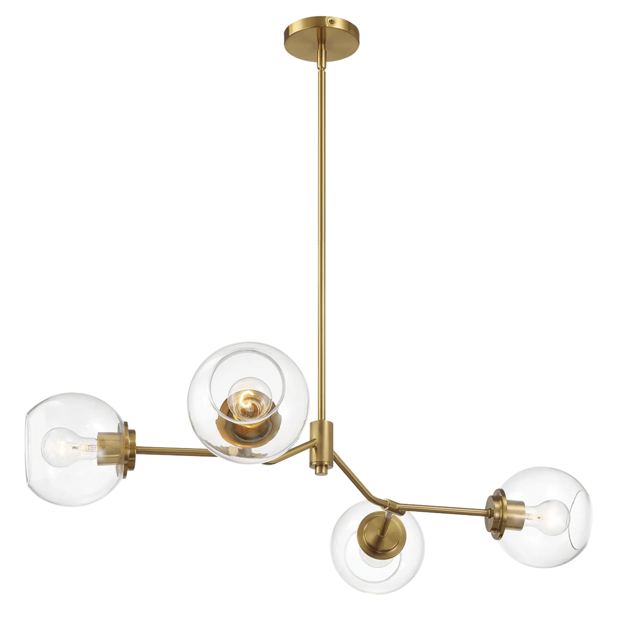 Jewel Four Lights Modern Farmhouse Chandelier Ceiling Hanging Light Fixture For Kitchen Island Dining Room 36"L × 20"W × 7.25"H with Clear Glass by Ashcroft Furniture at Eve Furniture
